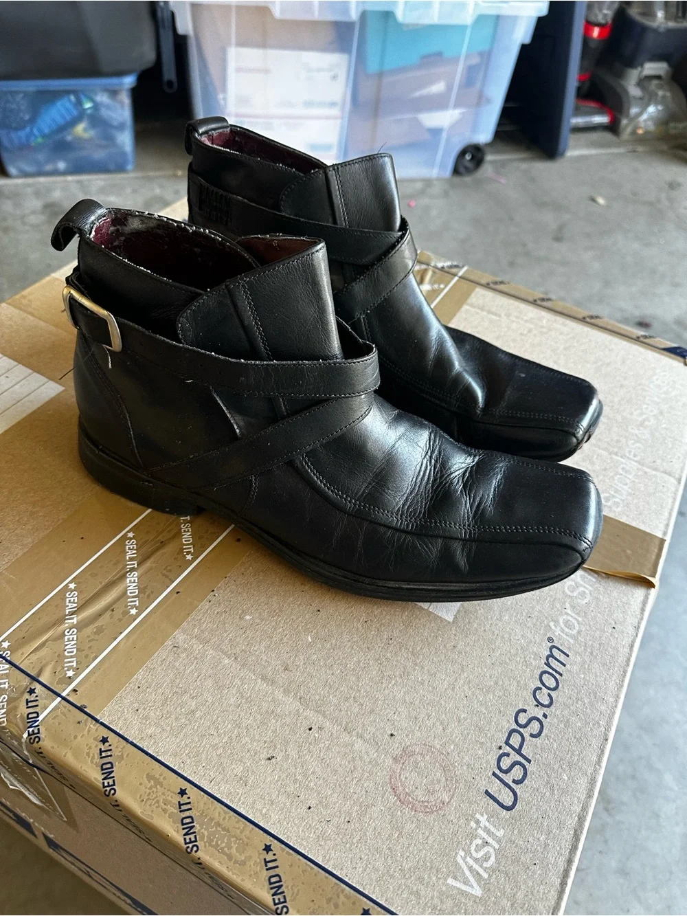 Men's Black Leather Chukka Boots with Cross Strap
